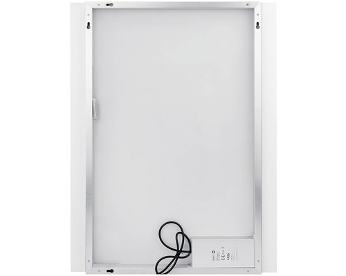 Pohľad zozadu na LED zrkadlo s rámom a závesným systémom