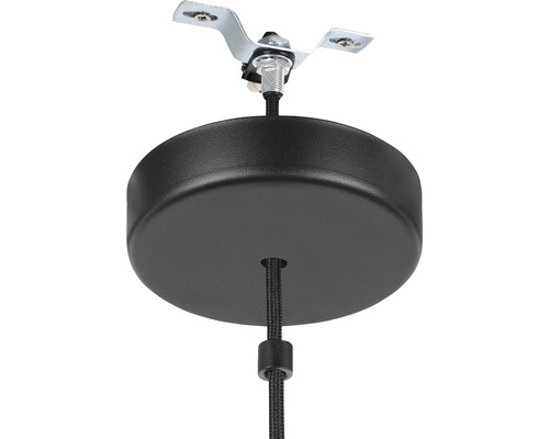 Čierna stropná rozeta s káblom a montážnou konzolou