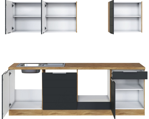 Kuchynská linka s drezom, skrinkami a zásuvkami