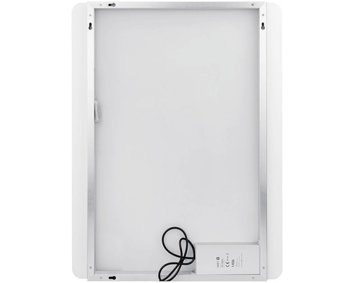 Zadná strana LED zrkadla s rámom, vrátane závesného systému a napájacieho zdroja