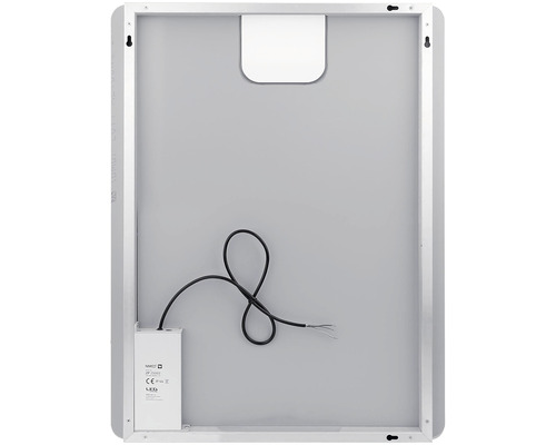 Zadná strana zrkadla s rámom, LED driver a pripojovací kábel