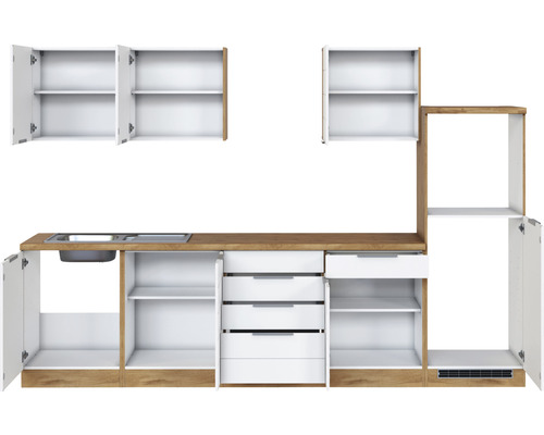 Kuchynská linka s drezom, skrinkami a zásuvkami