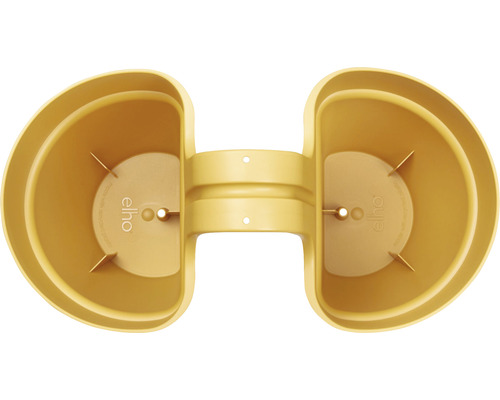 Žltý balkónový kvetináč s dvoma kvetináčmi od spoločnosti Elho