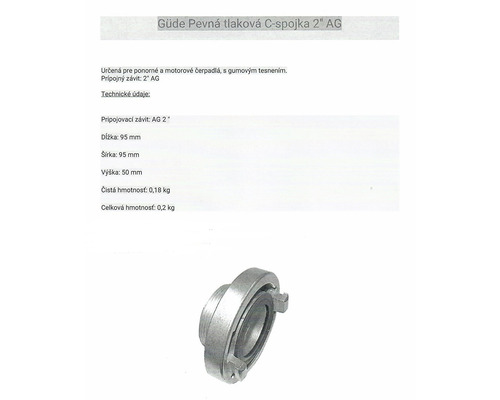 "Güde Pevná tlaková C-spojka 2"" AG z kovu pre ponorné motorové čerpadlá"