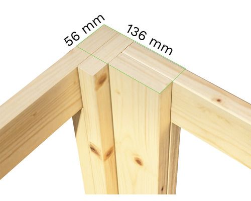 Drevená konštrukcia s rozmermi 56 mm a 136 mm