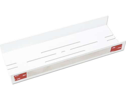 Biela káblová lišta s otvormi a lepiacimi páskami na upevnenie.