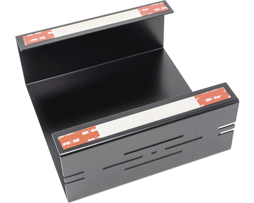 Čierny držiak zariadenia s lepiacimi pásikmi