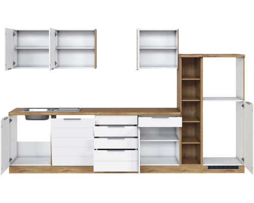 Kuchynská linka s drezom, zásuvkami a skrinkami