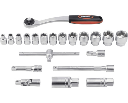 Sada nástrčných kľúčov s račňou, predĺženiami a nástavcami