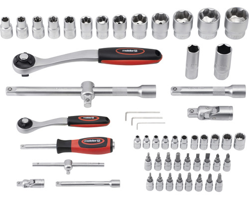 Sada nástrčných kľúčov Meister s račňami, predĺženiami, bitmi a orechmi