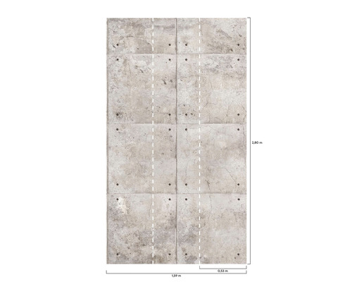 Tapeta so vzhľadom betónových dosiek a rozmermi