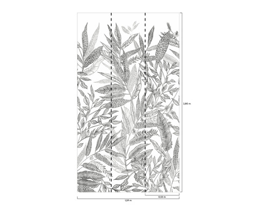 Tapeta s motívom listov a rozmermi