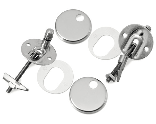 Upevňovacia súprava pre záchodové sedadlá z kovu so skrutkami, podložkami a krytkami