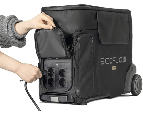 Napájacia stanica EcoFlow Pro s kolieskami a rukou pripájajúcou napájací kábel