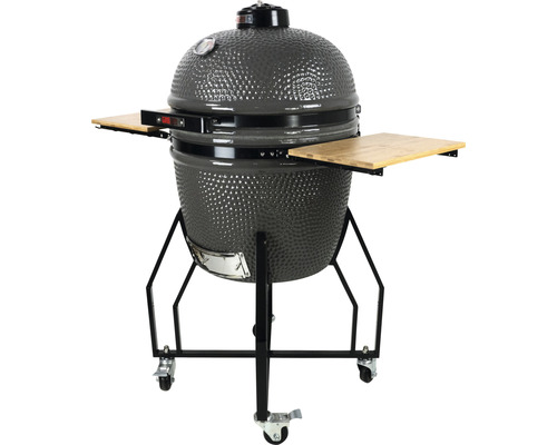 Keramický gril na kolieskach s bočnými stolíkmi na vonkajšie použitie