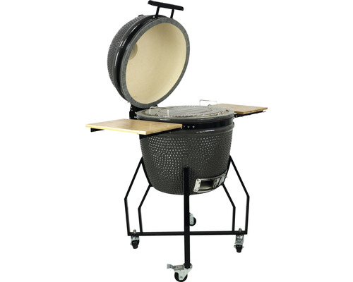 Keramický gril s odkladacími stolíkmi a kolieskami