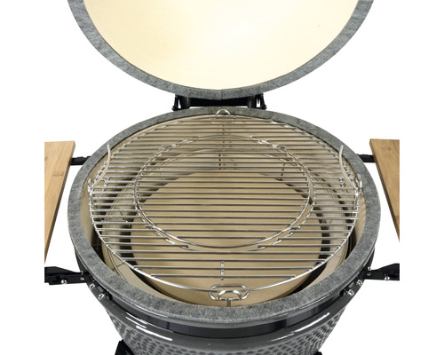 Keramický gril s grilovacím roštom a bočnými stolíkmi