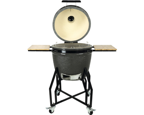 Keramický gril s otvoreným vekom a odkladacími policami