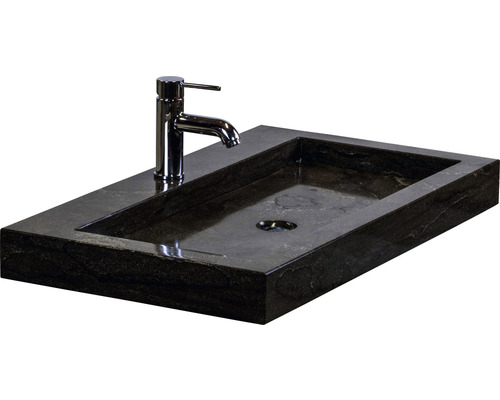 Obdĺžnikové umývadlo na dosku z prírodného kameňa s batériou