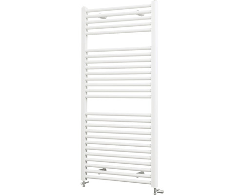 Radiátor na uteráky s mnohými vodorovnými vykurovacími rúrkami.
