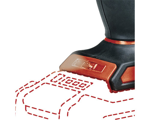 Detail akumulátorového náradia s naznačeným tvarom akumulátora