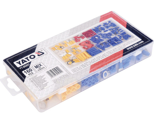 Sada káblových koncoviek Yato so 160 kusmi v priehľadnej nádobe