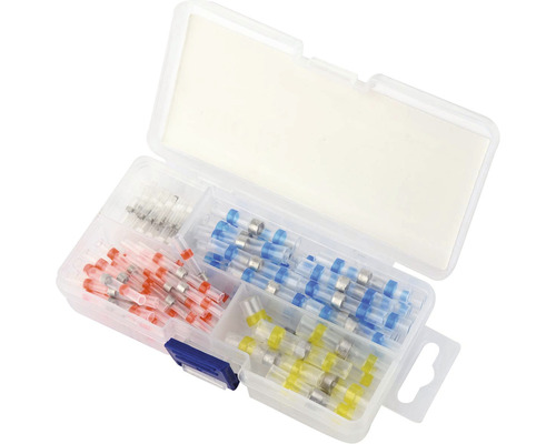 Sada zmršťovacích konektorov v priehľadnej plastovej krabičke