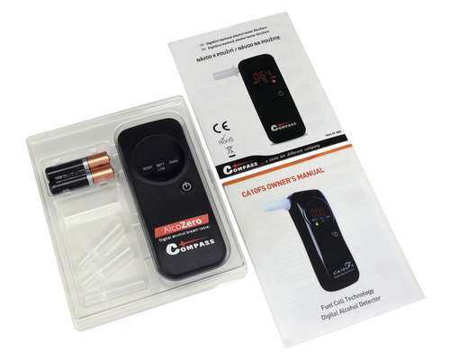 Súprava alkohol testera s alkohol testerom, batériami, náustkami a návodom na použitie