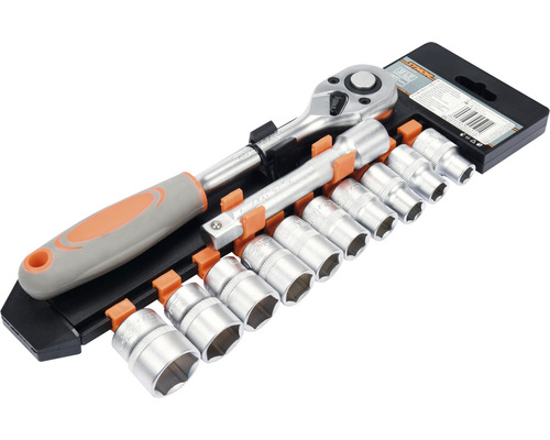 Sada nástrčných kľúčov s račňou a predĺžením na držiaku