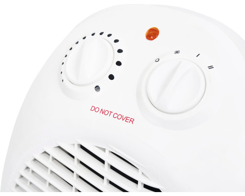 Detailný pohľad na ohrievač s otočnými ovládačmi a varovaním