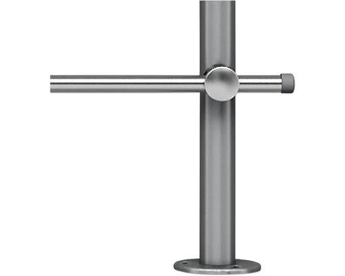 Stĺpik zábradlia z nehrdzavejúcej ocele s priečnou vzperou a upevnením k podlahe