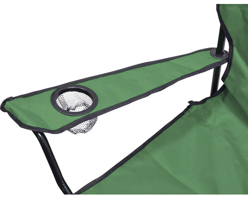 Detail kempingovej stoličky s držiakom na nápoje