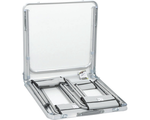 Prenosný kempingový stôl s integrovanými skladacími stoličkami vo formáte kufra