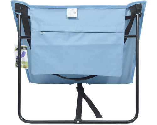 Kempingová stolička s operadlom, úložným priestorom a kovovými nohami