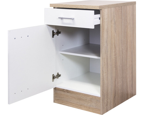 Nočný stolík so zásuvkou a otvorenou priehradkou