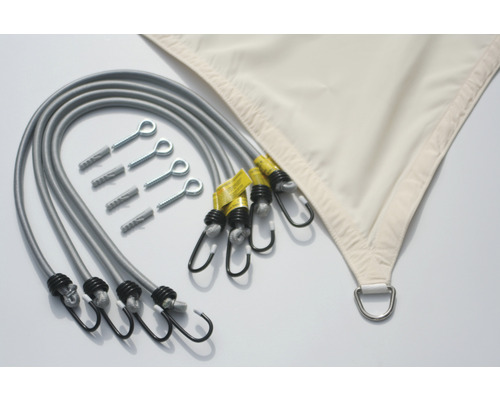 Slnečná plachta s napínacími popruhmi a upevňovacím materiálom