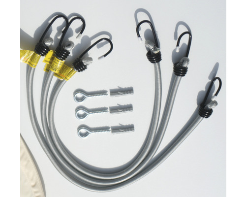 Gumové napínaky s háčikmi a upevňovacím materiálom