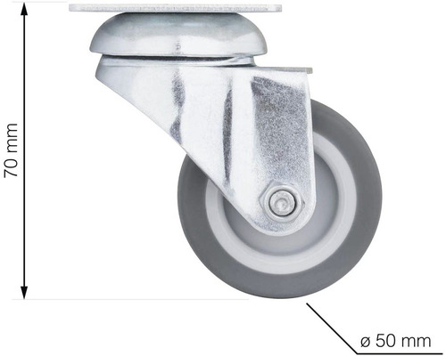 Otočné koliesko s platňou, priemer kolesa 50 mm, konštrukčná výška 70 mm