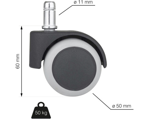 Koliesko ku stoličke s priemerom 50 mm a nosnosťou 50 kg