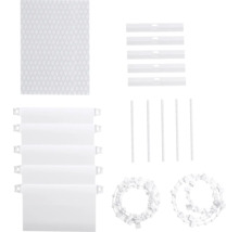 Sada náhradných dielov pre vertikálne žalúzie pozostávajúca z váhových dosiek, retiazok, spojovacích prvkov a rozperiek