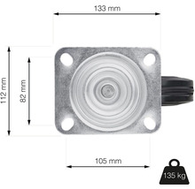 Nábytkové koliesko otočné s doskou Ø 160 mm