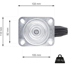 Nábytkové koliesko otočné s doskou Ø 200 mm