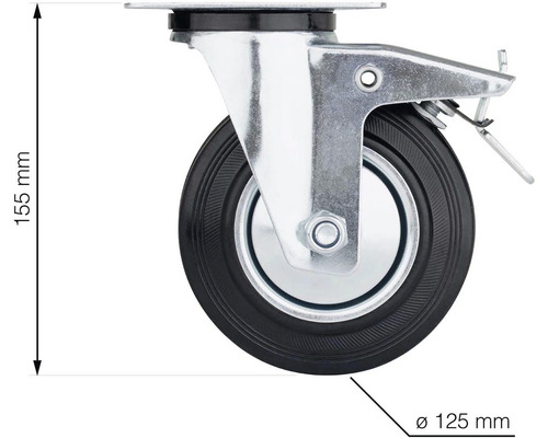 Otočné koliesko s brzdou, priemer kolesa 125 mm, stavebná výška 155 mm