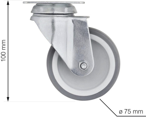 Otočné koliesko s priemerom 75 mm a výškou 100 mm.