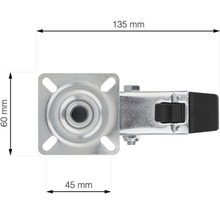 Nábytkové koliesko s brzdou a doskou Ø 100 mm