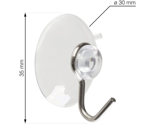 Prísavka s háčikom, priemer 30 milimetrov