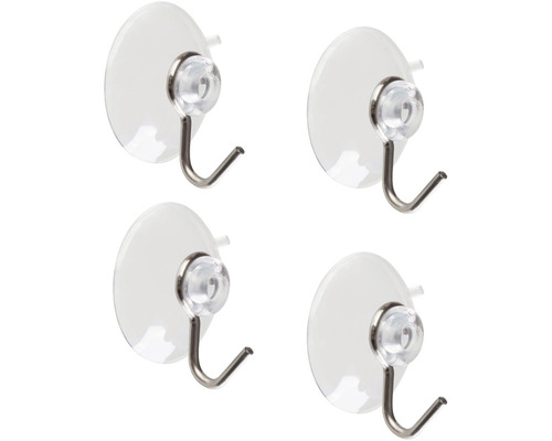 Štyri transparentné prísavné háčiky na montáž na stenu