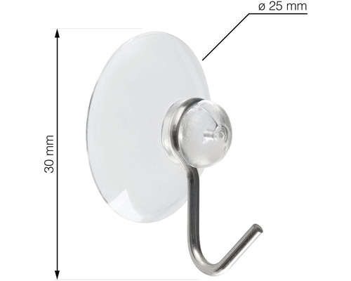 Háčik s prísavkou, priemer 25 milimetrov, dĺžka 30 milimetrov
