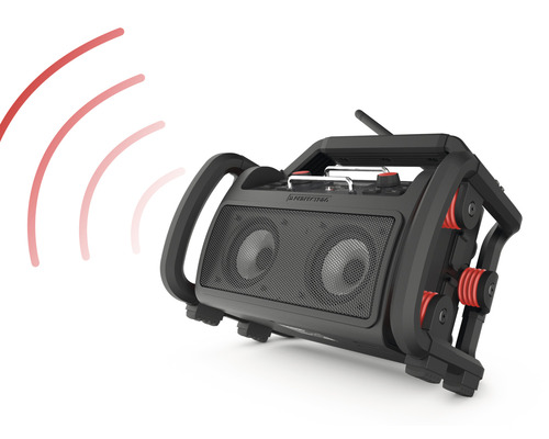 Čierny prenosný reproduktor s dvoma reproduktormi