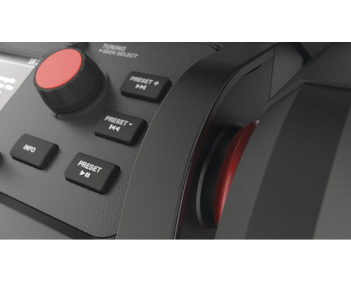 Detail ovládacieho panela s tlačidlami a otočnými gombíkmi